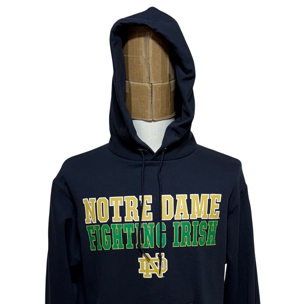 NEW Notre Dame Fighting Irish Hoodie Mens Medium Blue Champion Pullover Logo